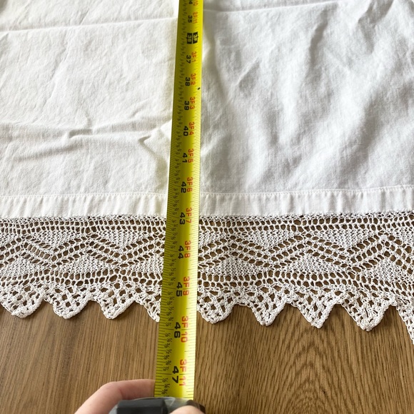 Vintage Antique White Linen Table Runner Lace 46” Cottagecore Rustic Farmhouse - Picture 6 of 6